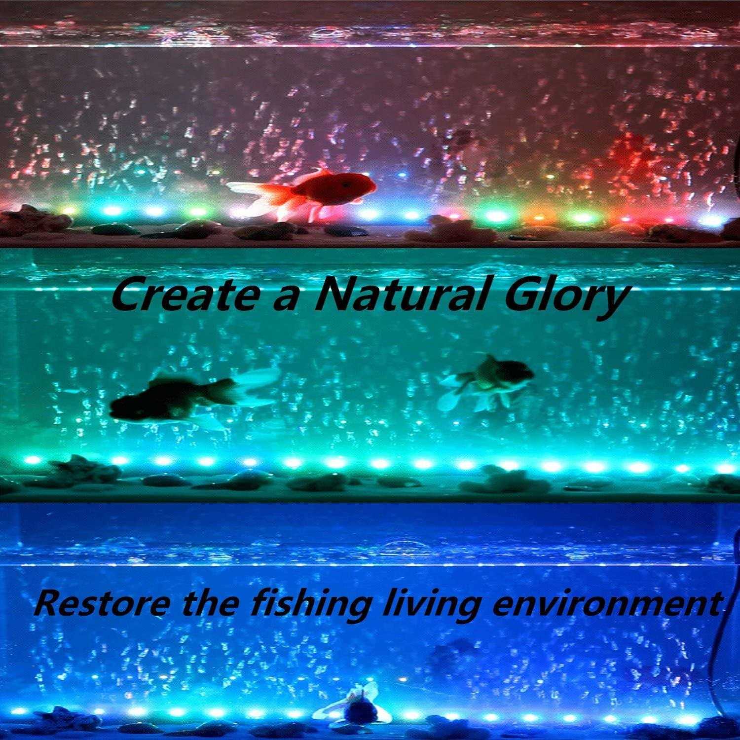 COVOART LED Aquarium Light 2 Pack 15 inches Fish Tank Light RGB Color Underwater Light Submersible Crystal Glass Lights - Healthber
