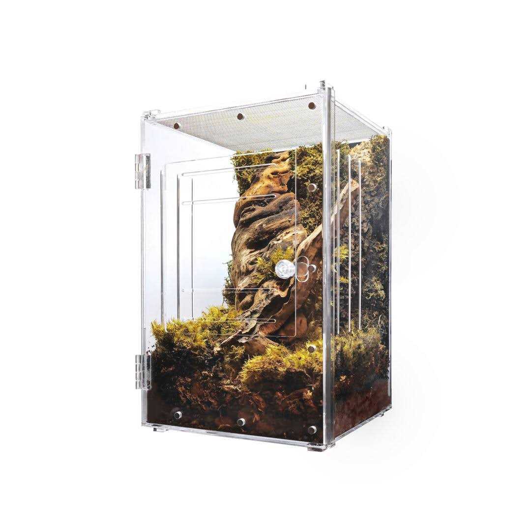 HerpCult Acrylic Reptile Enclosure Front-Opening Small Screen Top w/ Lock 8x8x12 3.3 Gallon - Healthber