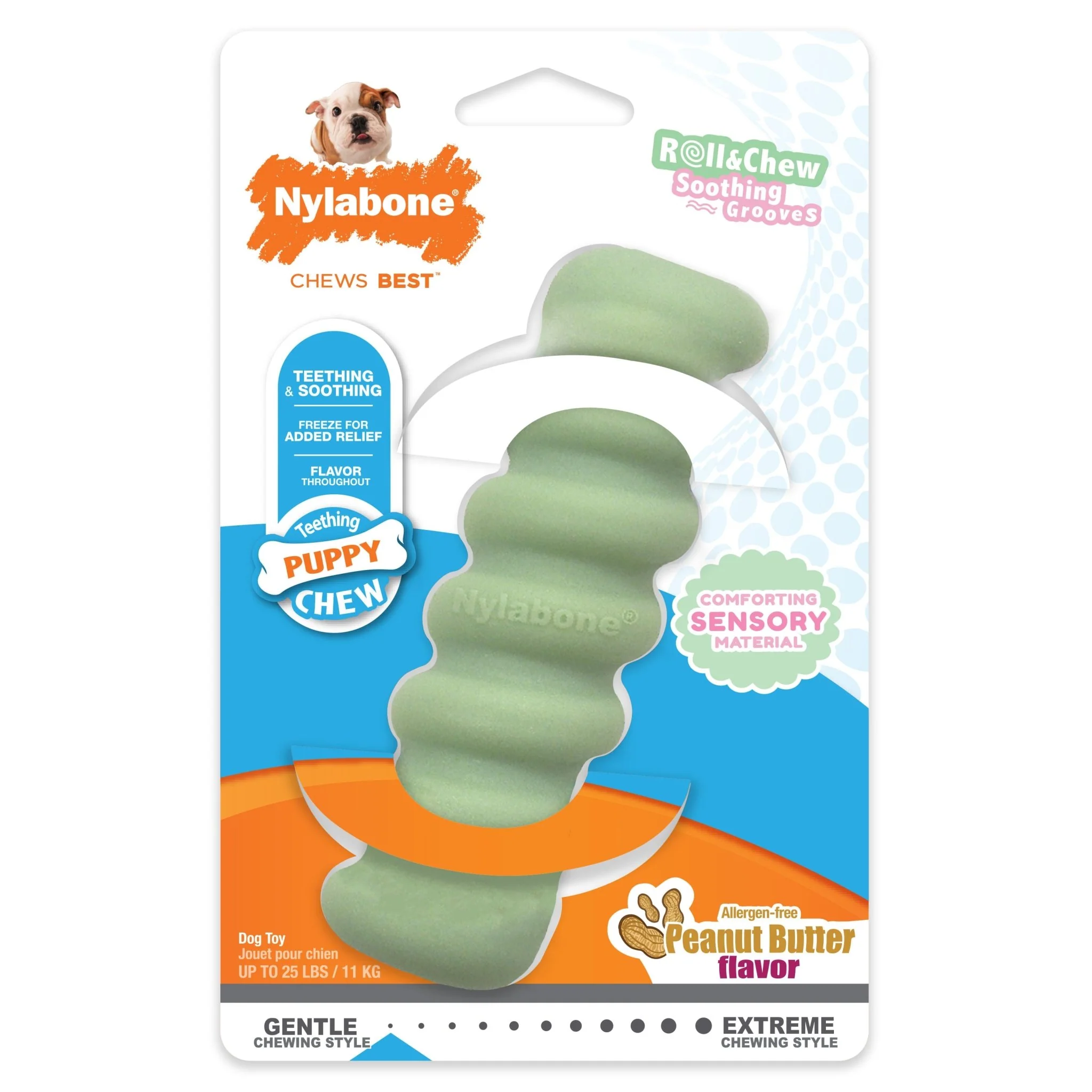 Sensory Material Puppy Teething Toy, Peanut Butter, Small/Regular, Up to 25 Ibs. - Healthber