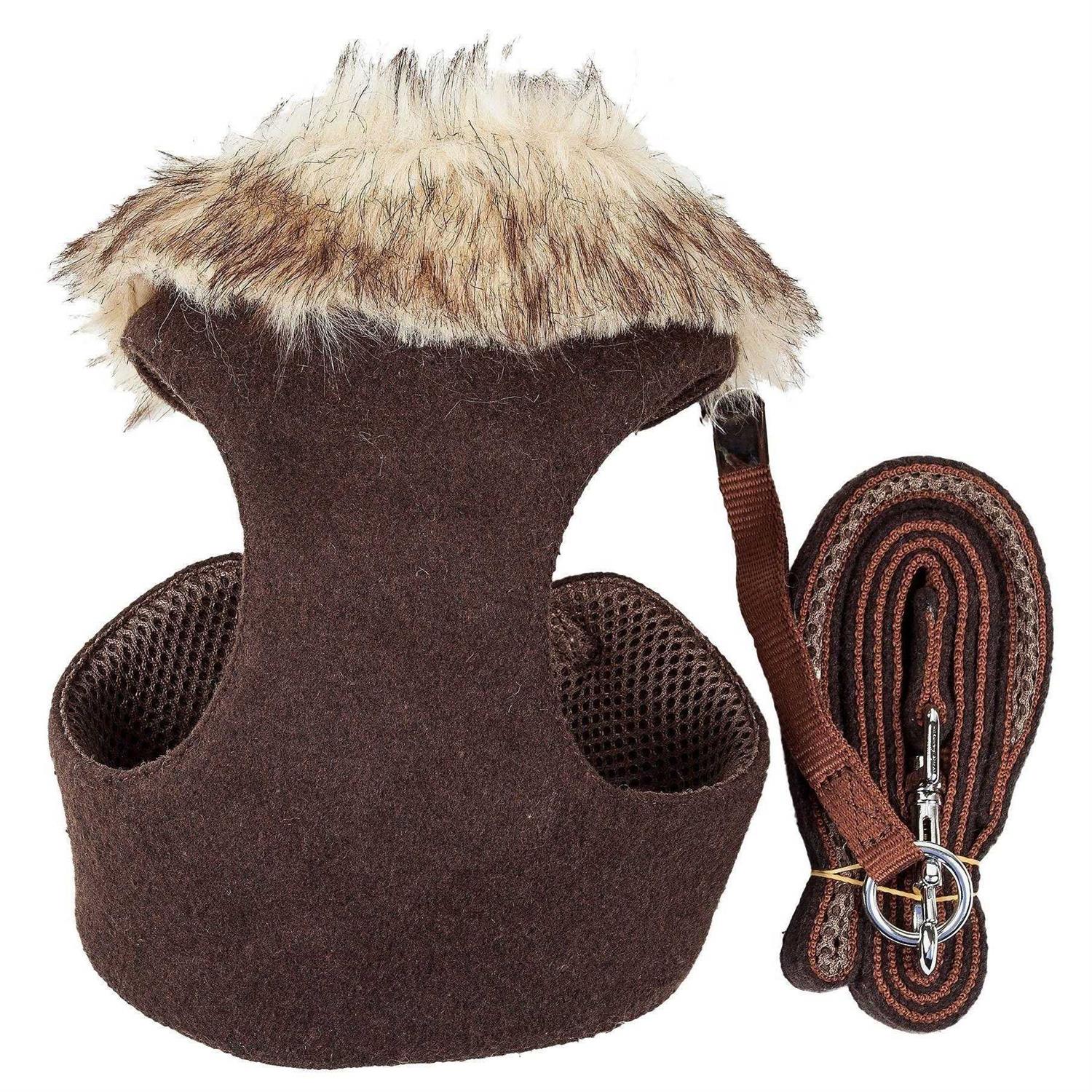 Pet Life Luxe Furracious 2 In 1 Adjustable Dog Harness Leash with Removable Fur Collar - Healthber