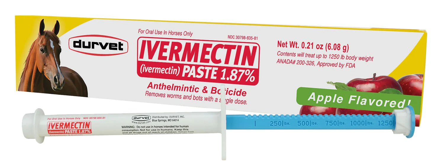 Durvet Ivermectin Horse Dewormer Paste 1.87%, Apple Flavor, 6.08 gm - Healthber