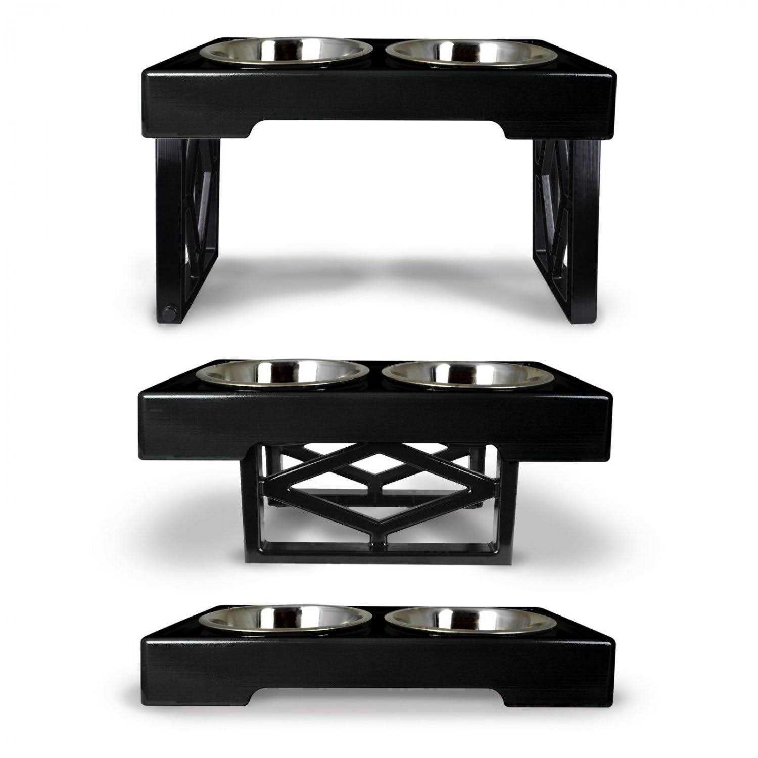 Pet Zone Designer Diner Adjustable Elevated Dog Bowls - Healthber