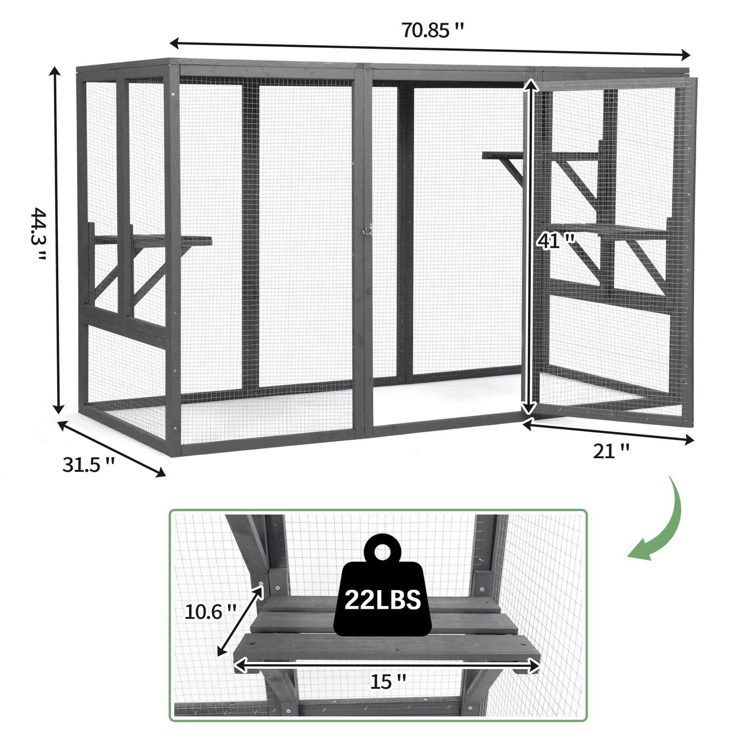 Coziwow Outdoor Cat House Enclosure Pet Cage Catio W/ Asphalt Roof - Healthber