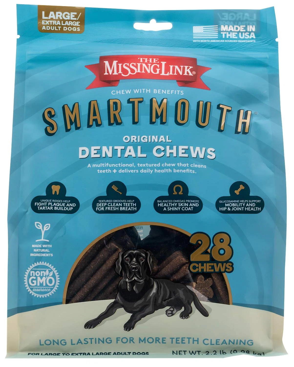 Smartmouth 7-in-1 Dental Chews for Dogs, L/XL, 28 ct - Healthber