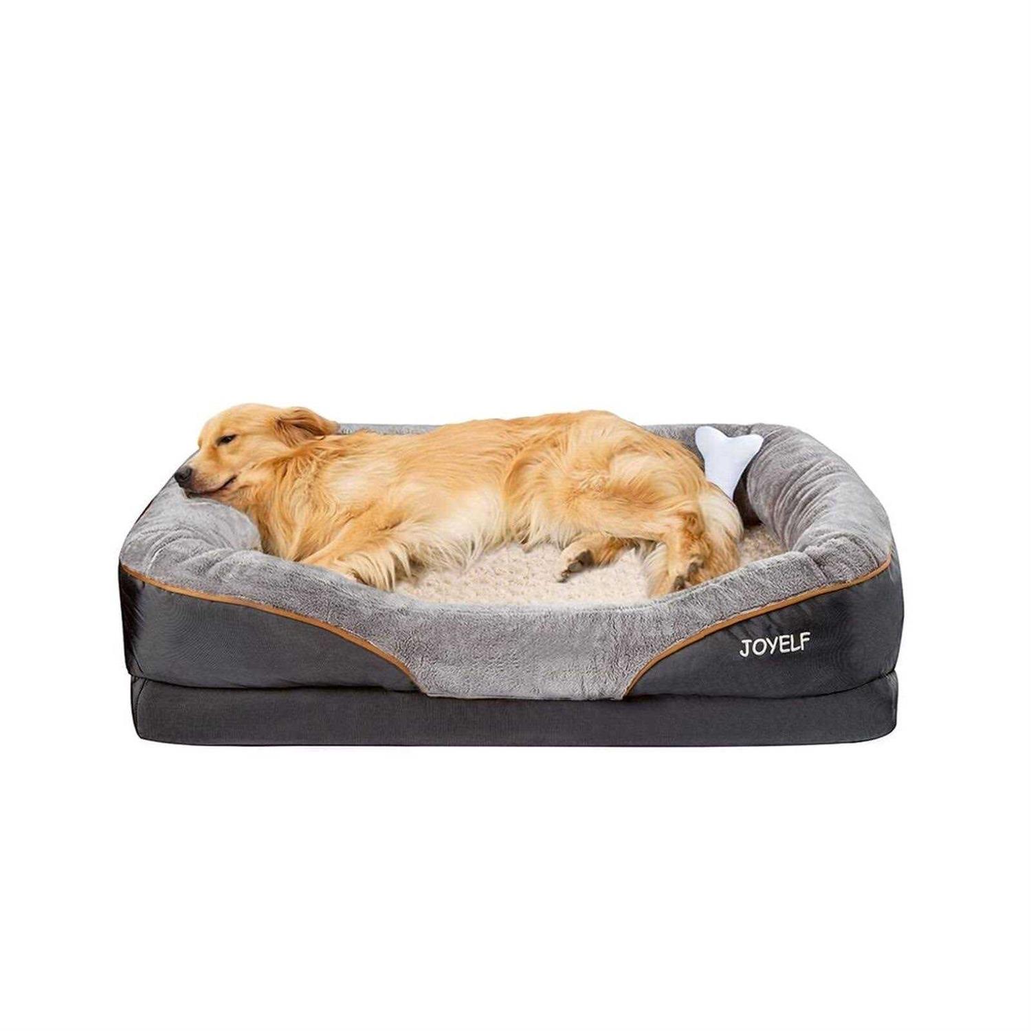 Joyelf Large Memory Foam Dog Bed, Orthopedic Dog Bed & Sofa with Removable Washable Cover and Squeaker Toy as Gift - Healthber