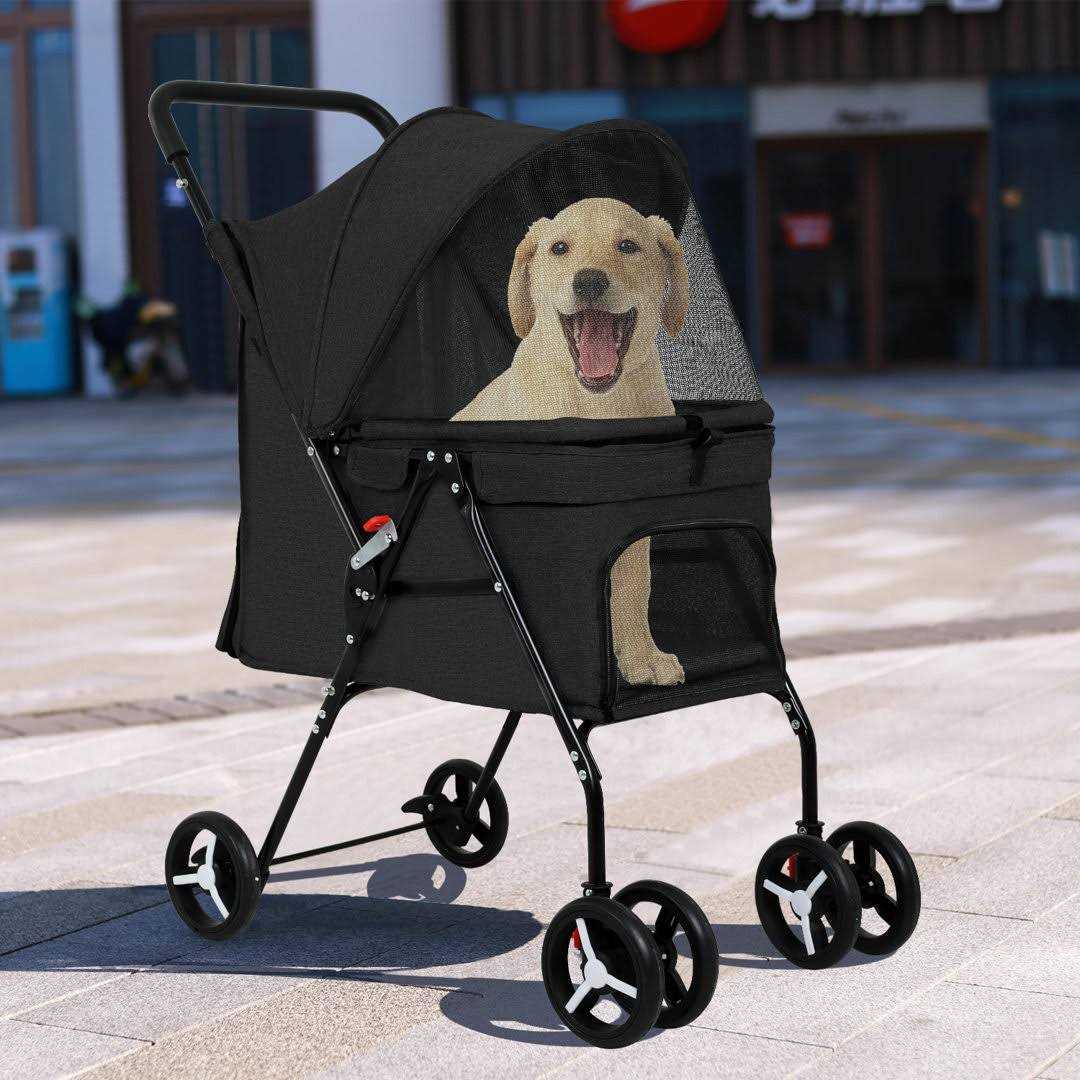 BestPet Pet Stroller Dog Cat Stroller Mesh Foldable Puppy Stroller for Travelling Shopping - Healthber