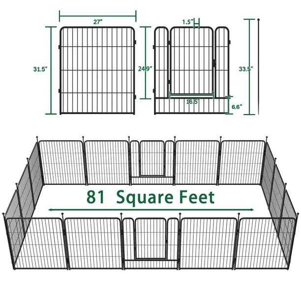 FXW Rollick Dog Playpen Outdoor,16 Panels 32 Height Dog Fence Exercise Pen with Doors for Large/Medium/Small Dogs - Healthber