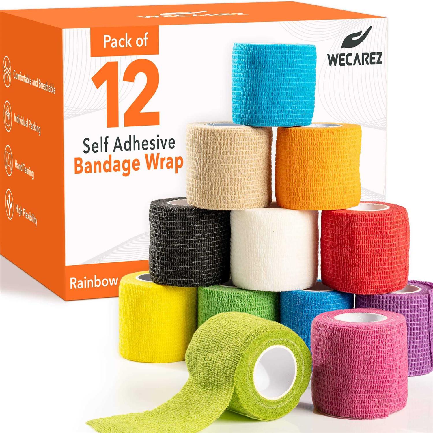 WECAREZ Self Adhesive Bandage Wrap 2 inch x 5 Yards Non-Woven Bandage Wrap - Healthber