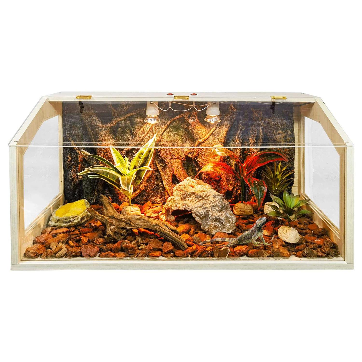 Prolee 21 Gallon to 68 Gallon Reptile Terrarium Tank Tank Bearded Dragon Tank with Roof Door - Healthber