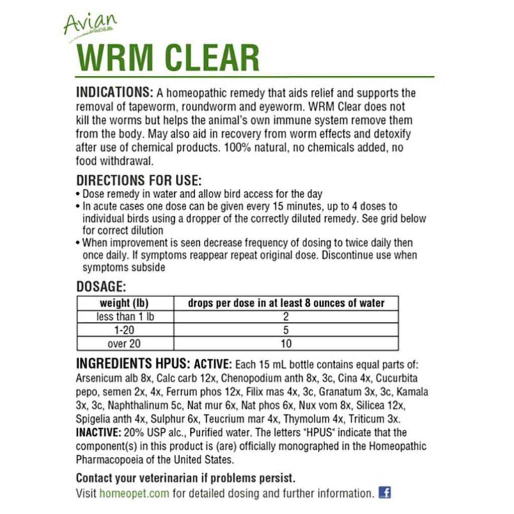HomeoVet Avian Wrm Clear - Healthber