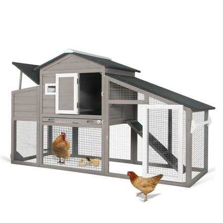 Petscosset 69 Chicken Coop Chicken House Outdoor for Chicken Duck Rabbit Cage with Run and Weatherproof Roof,Red - Healthber
