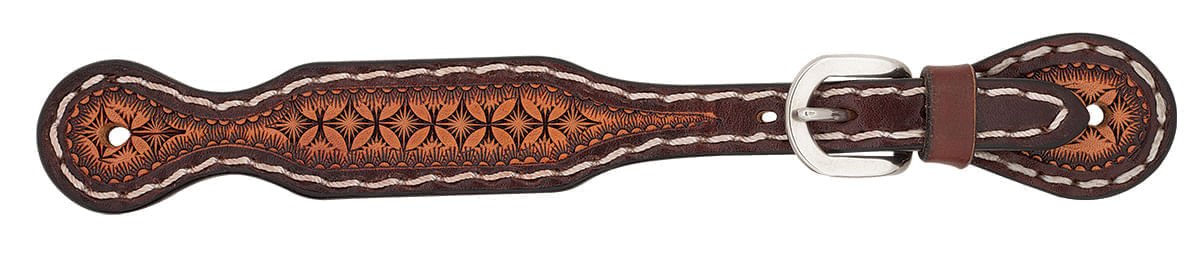 Turquoise Cross Geometric Tooled Spur Straps, Ladies - Healthber