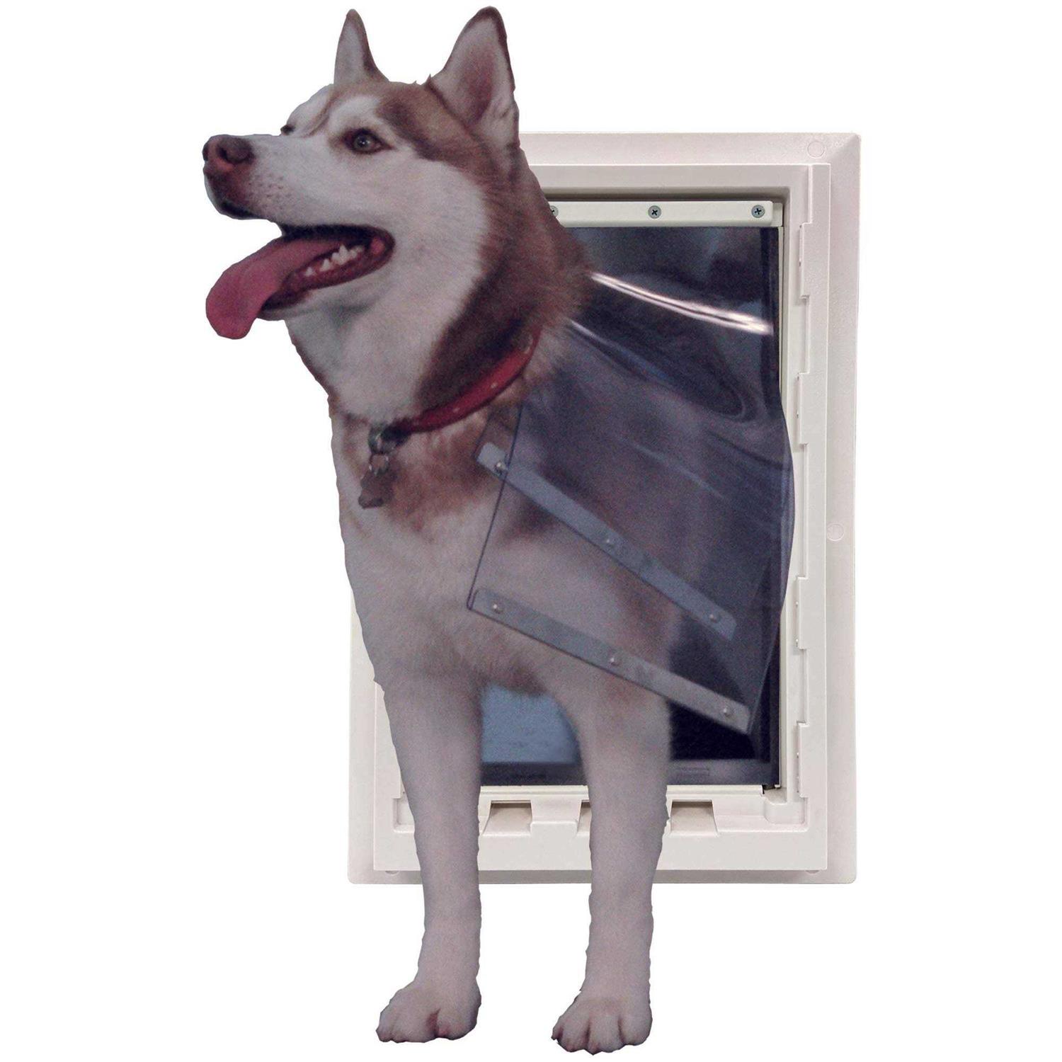 Ideal Pet Products Wall Entry Pet Door Double Flap for Walls with Built-in Telescoping Tunnel and Lock-Out Slide - Healthber