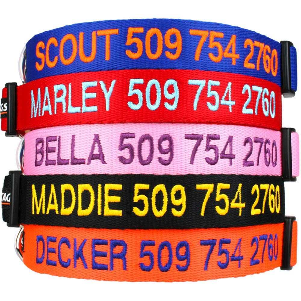 GoTags Personalized Dog Collar, Custom Embroidered with Pet Name and Phone Number and and - Healthber