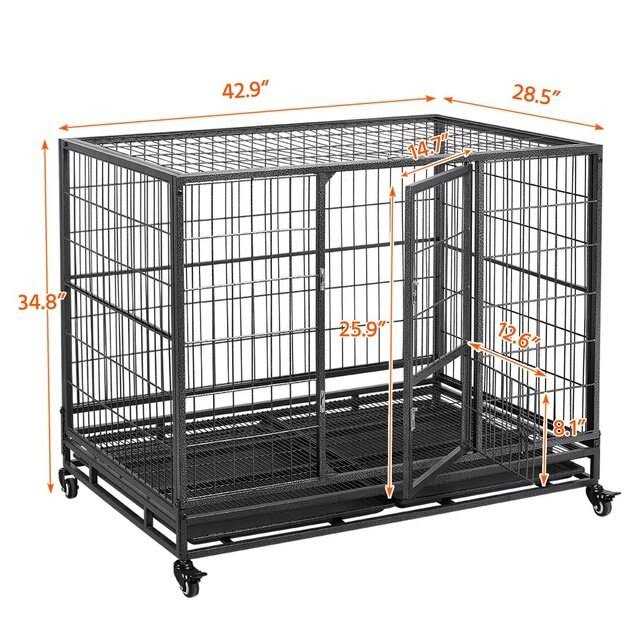 Yaheetech Wheels & Litter Pans Dog Crate - Healthber