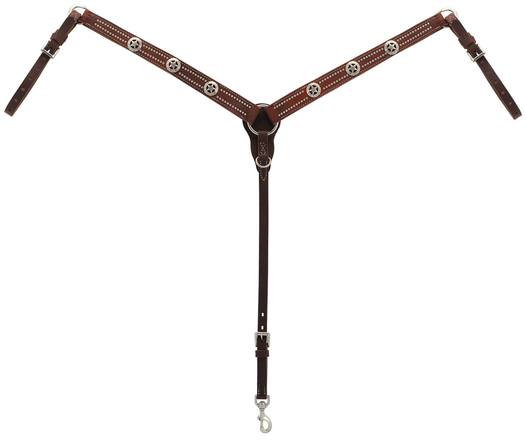 Weaver Texas Star Oiled Canyon Rose Harness Leather Tapered Breast Collar - Healthber