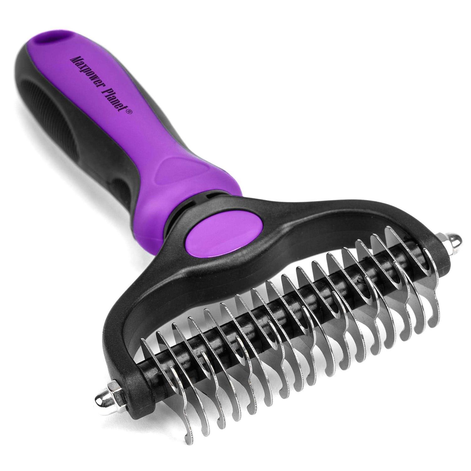 Maxpower Planet Pet Grooming Brush Double Sided Shedding Dematting Undercoat Rake for Dogs - Healthber