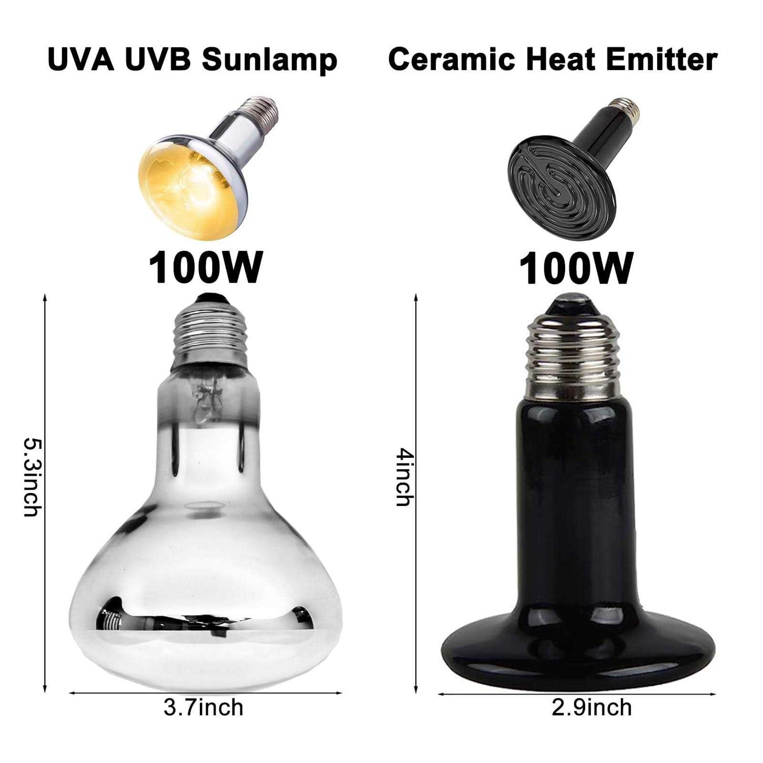 DXOPHIEX 15inch Dual Reptile Light Fixture Max 150W Dual Reptile Heat Lamp Fixture with Separate Switches - Healthber