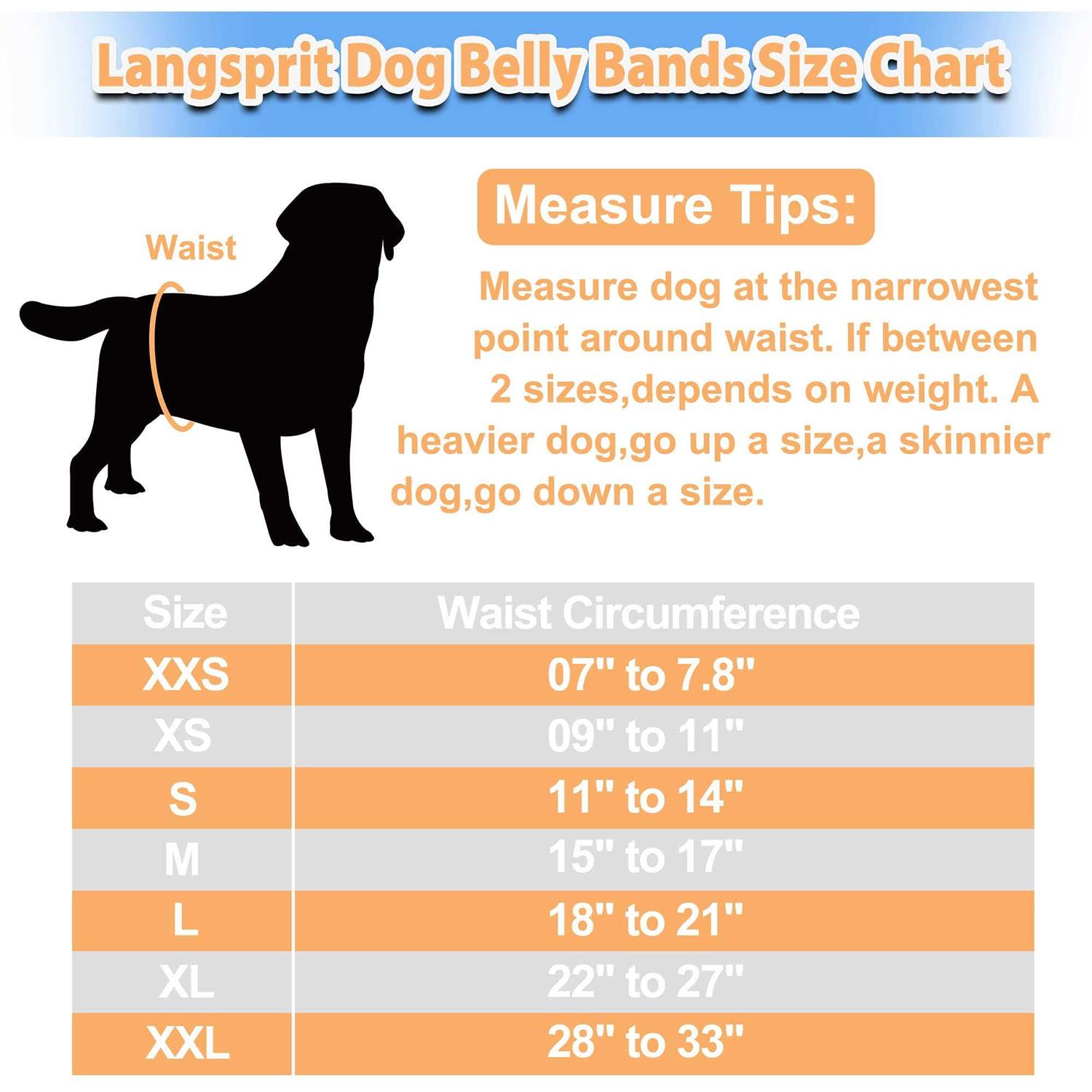 Langsprit Male Belly Bands for Dogs High Absorbing Dog Wraps Male Washable - Healthber