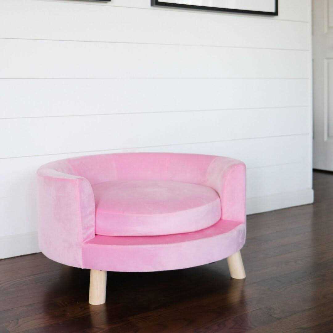 Critter Sitters 28-in. Elegant Faux-Velvet Circular Pet Bed for Small to Medium-Sized Dogs and Cats - Healthber