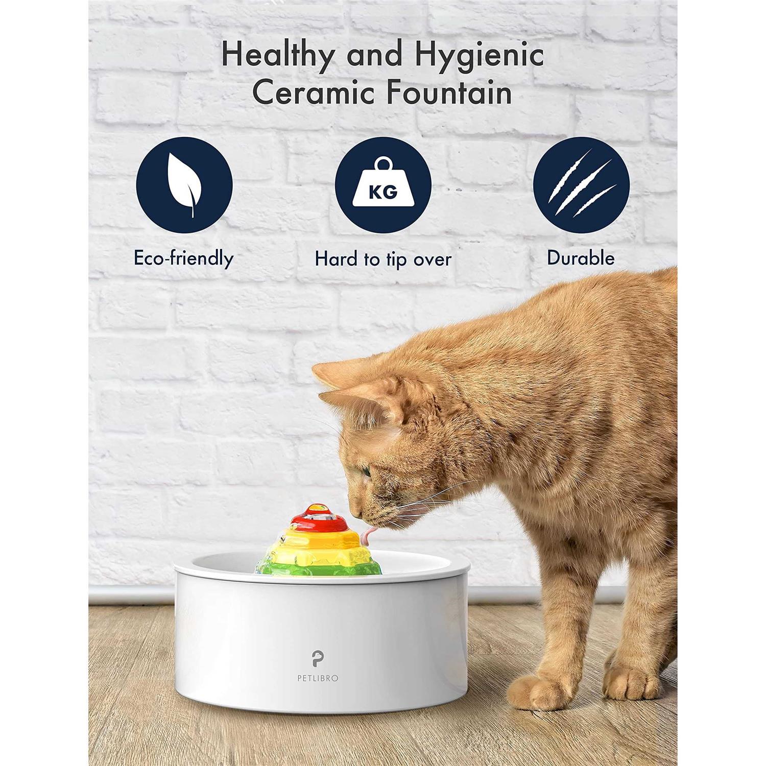 Petlibro Ceramic Cat Water Fountain 50oz /1.5L Super Quiet Pet Water Fountain - Healthber