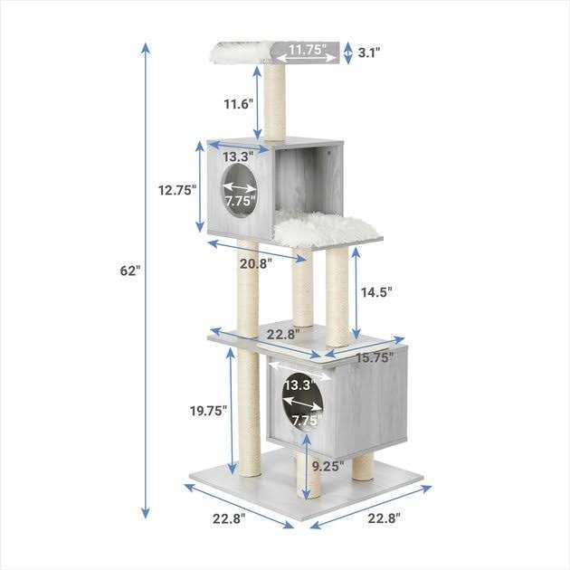 Frisco 62-in Modern Cat Tree Condo - Healthber