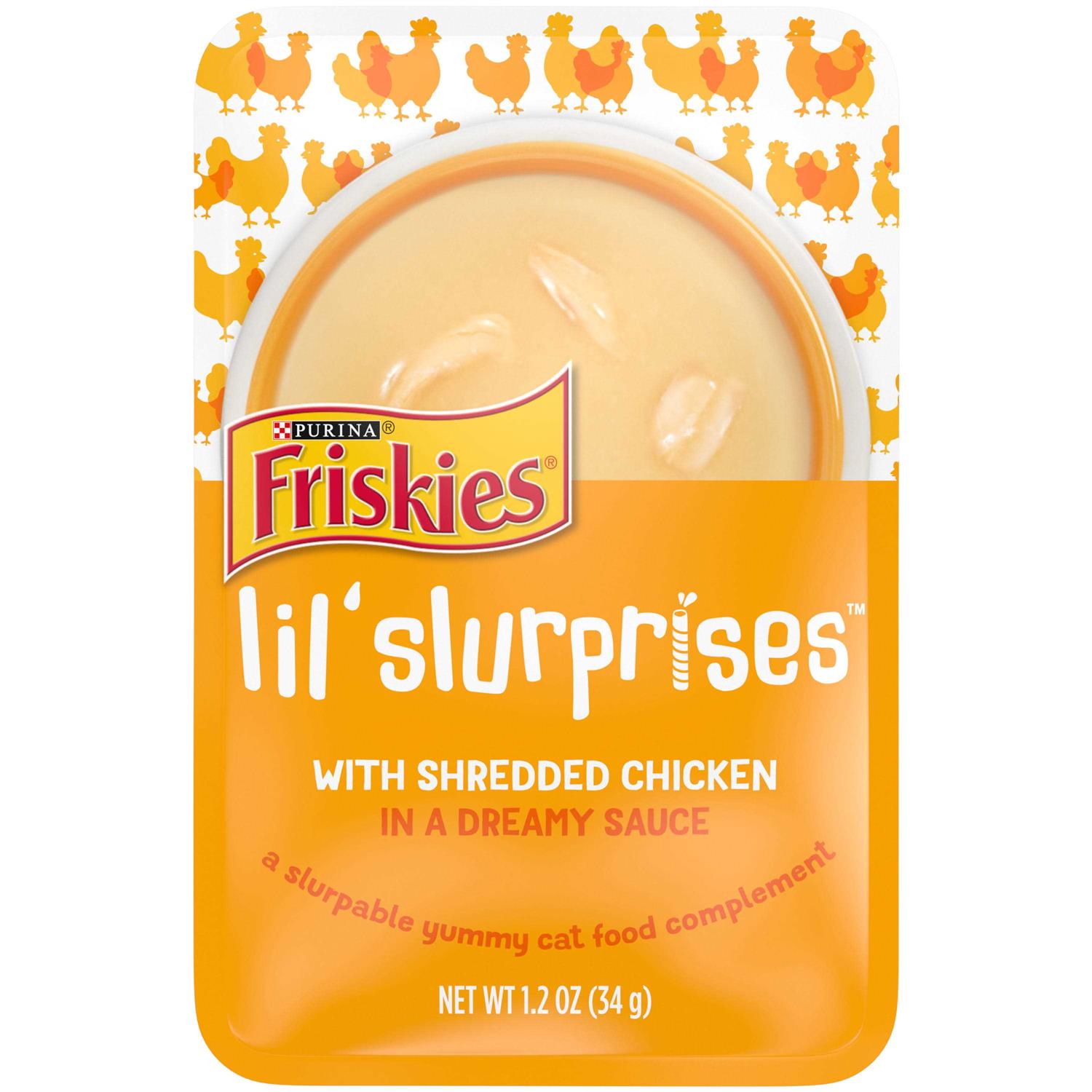 Friskies Lil Slurprises Shredded Chicken in Sauce Wet Cat Food Complement - Healthber