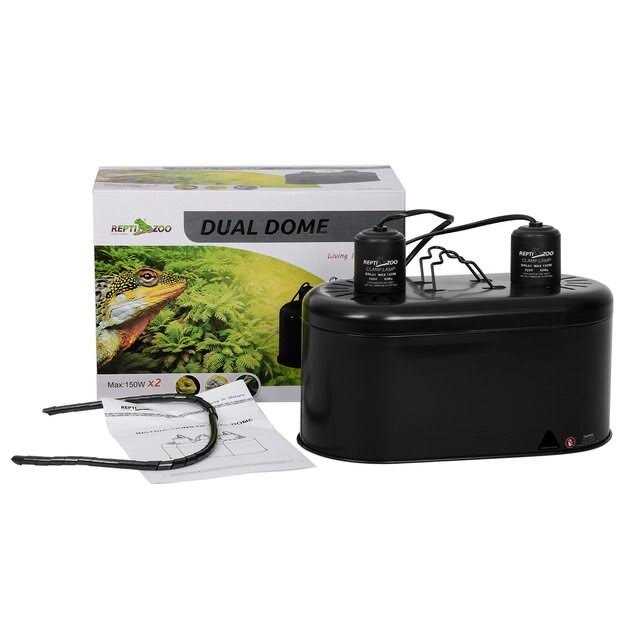 REPTI ZOO Dual Dome Reptile Heat Lighting Kit - Healthber
