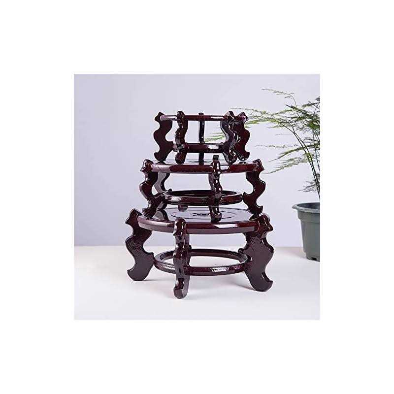 Thy Collectibles Beautiful Hand Craft Rosewood Oriental Fishbowl Vase Stand Round 5 - Healthber