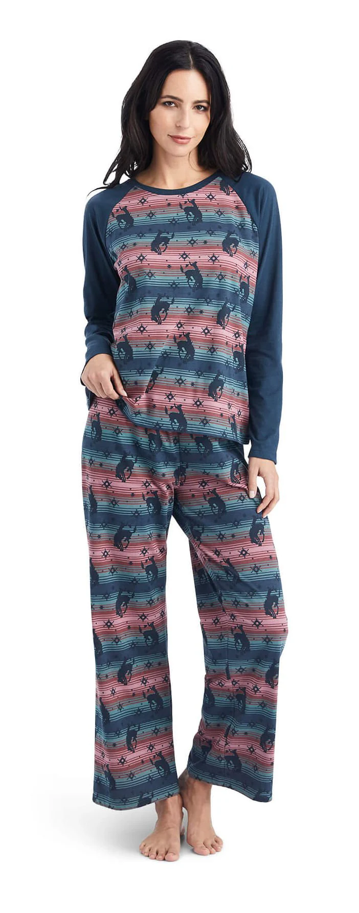 Ariat Women's Pajama Set, Bucking Serape - Healthber