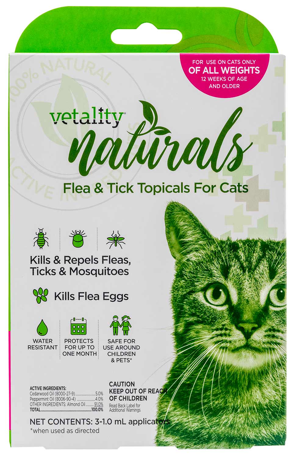 Vetality Naturals Flea & Tick Topicals for Cats, 3-pk - Healthber