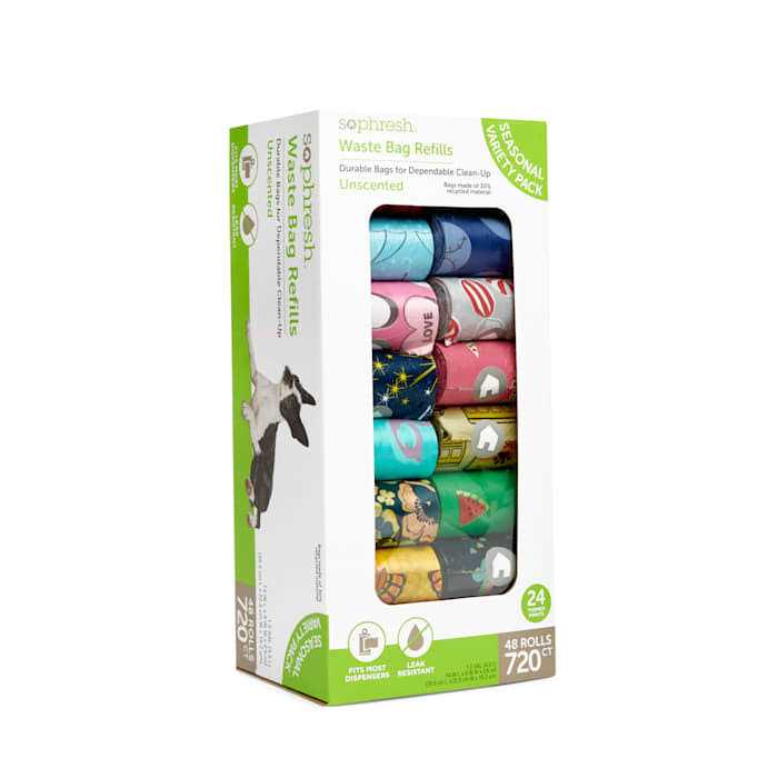 So Phresh Dog Waste Bag Refill Rolls Seasonal Bulk Variety Pack. Count of 720 - Healthber