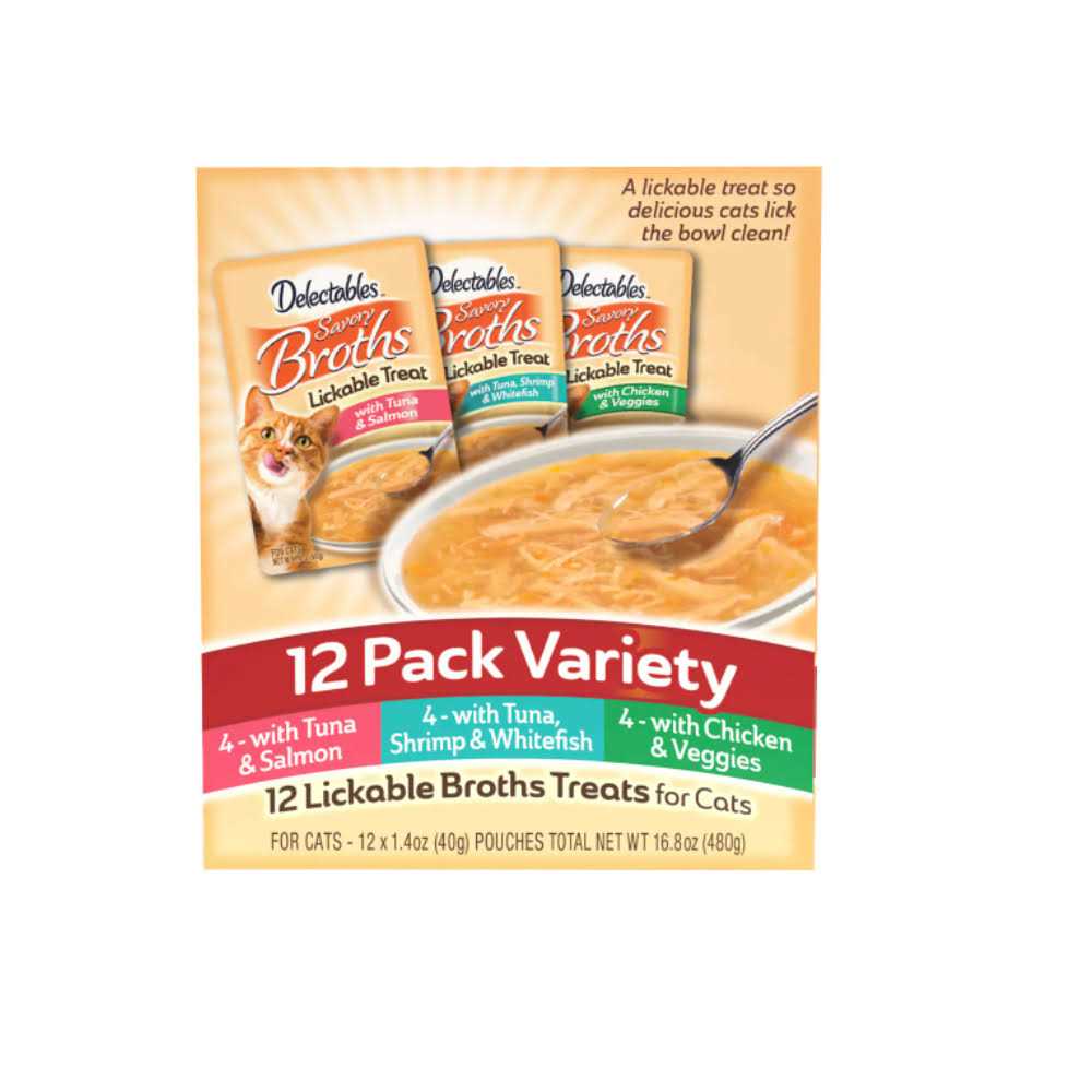 Hartz Delectables Savory Broths Cat Treats Variety Pack - Healthber