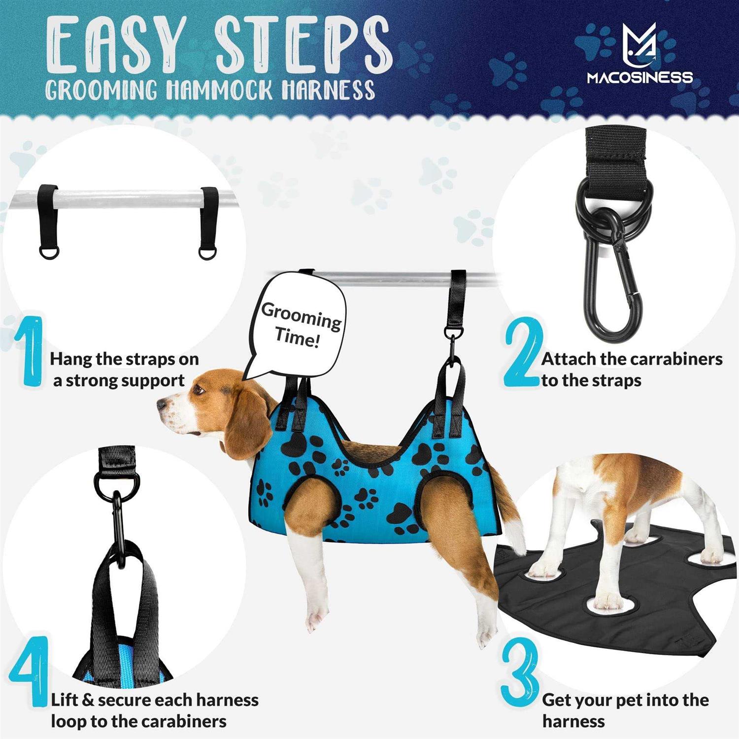 MAcosiness Pet Grooming Hammock for Nail Trimming Complete Groomers Helper Set for Pets - Healthber