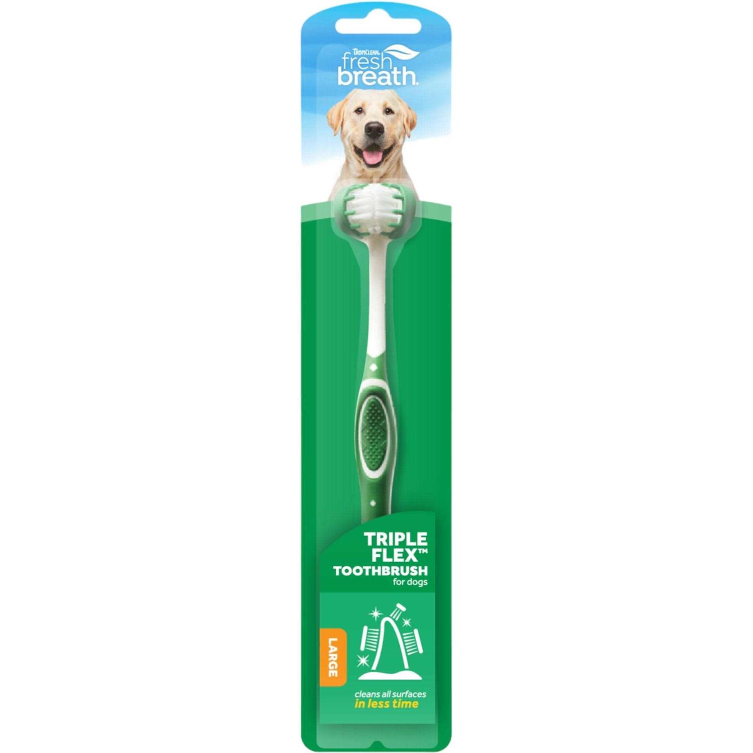 Tropiclean Fresh Breath Triple Flex Toothbrush for Large Dogs - Healthber