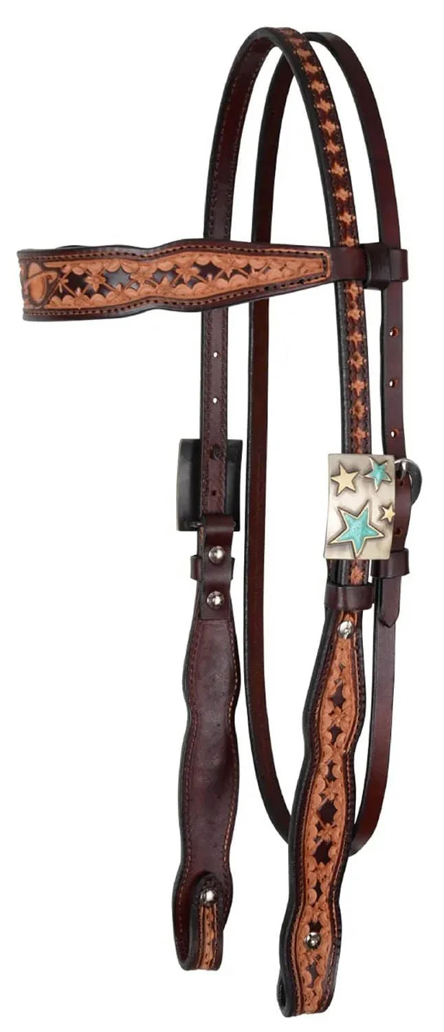 Circle Y Saturn Rising Leather Browband Headstall, Full - Healthber