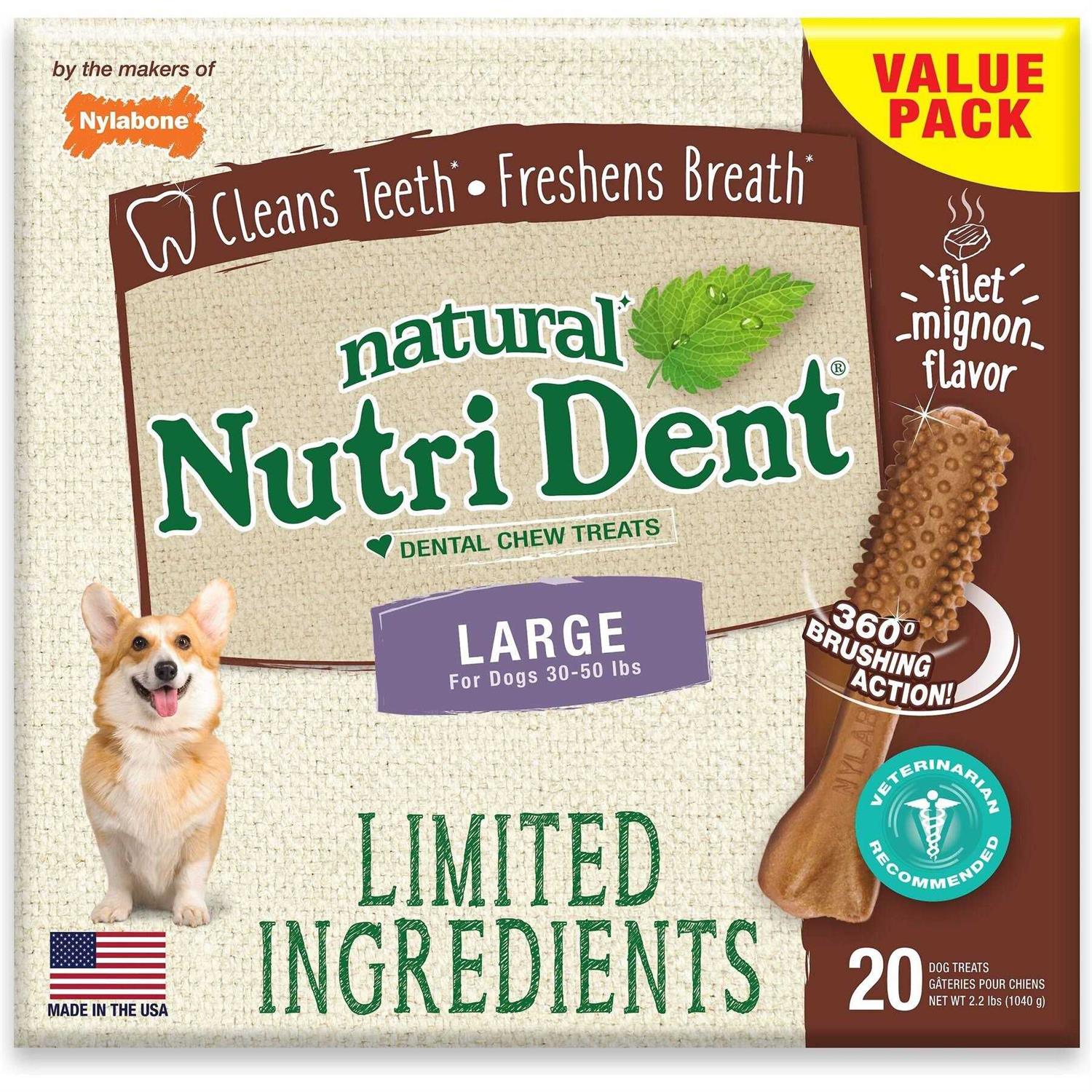 Nylabone Nutri Dent Dental Chews Filet Mignon - Healthber