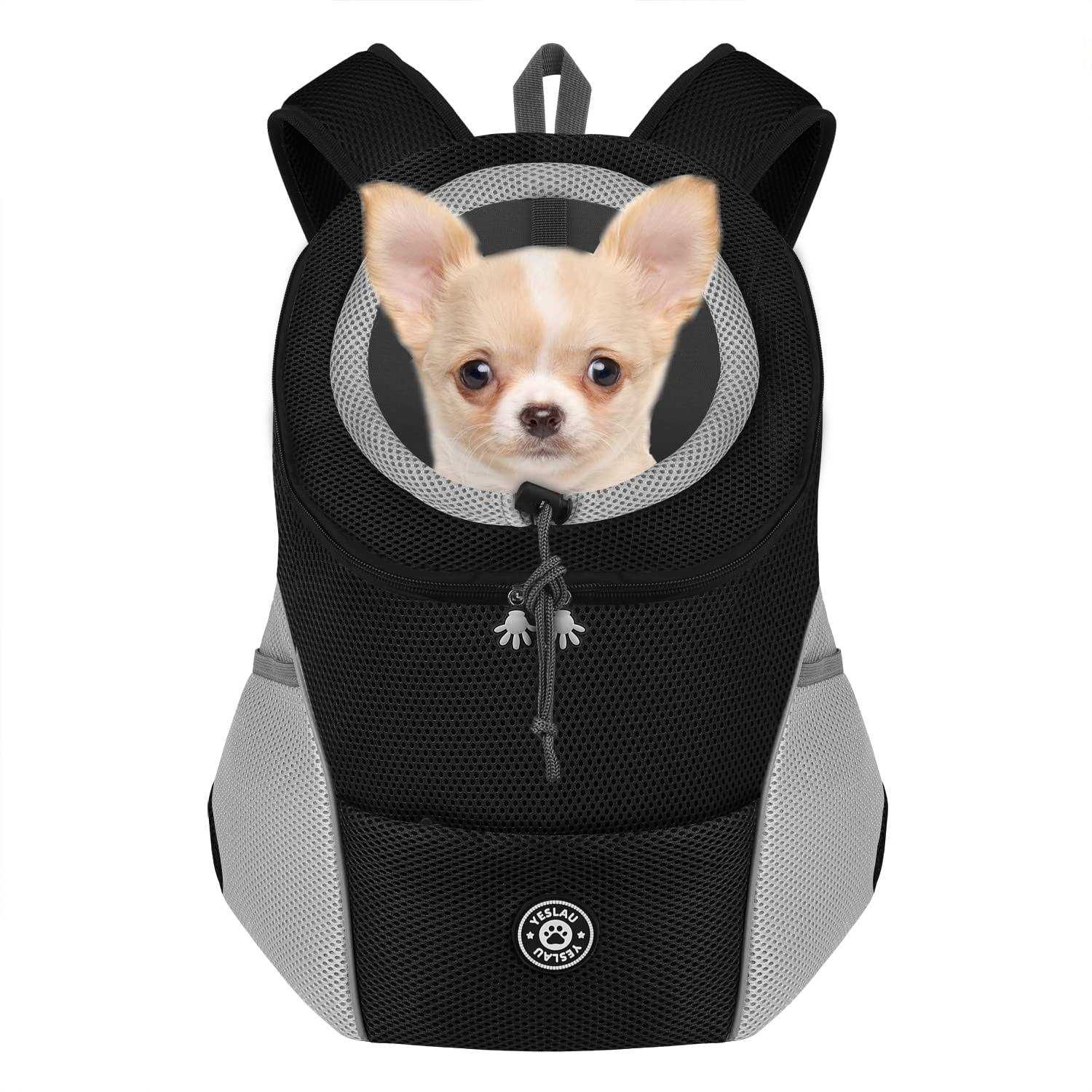YESLAU Dog Backpack Carrier Pet Carrier for Small Medium Dogs Travel Bag Front Pack Breathable Adjustable with Safety Reflective Strips for Hiking - Healthber