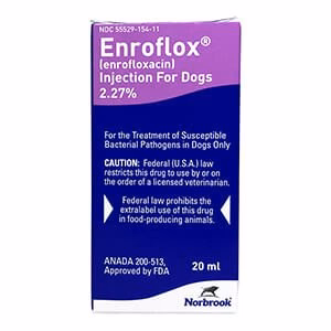 Rx Enroflox Injection for Dogs (enrofloxacin), 22.7mg x 20 ml Vial - Healthber