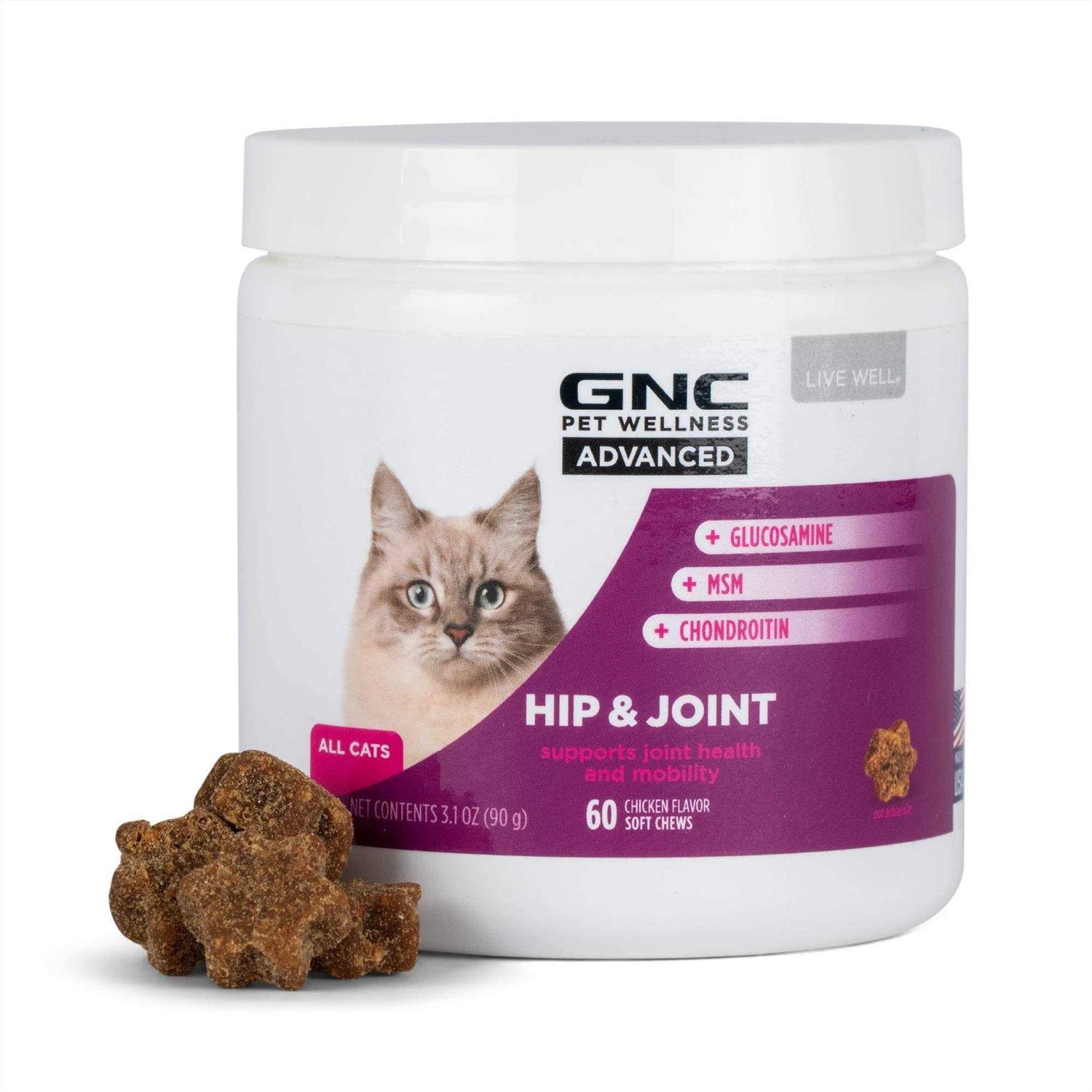 GNC Pets Advanced Hip Joint Cats Supplements 60 ct Cat Soft Chews for Hip Joint Support - Healthber