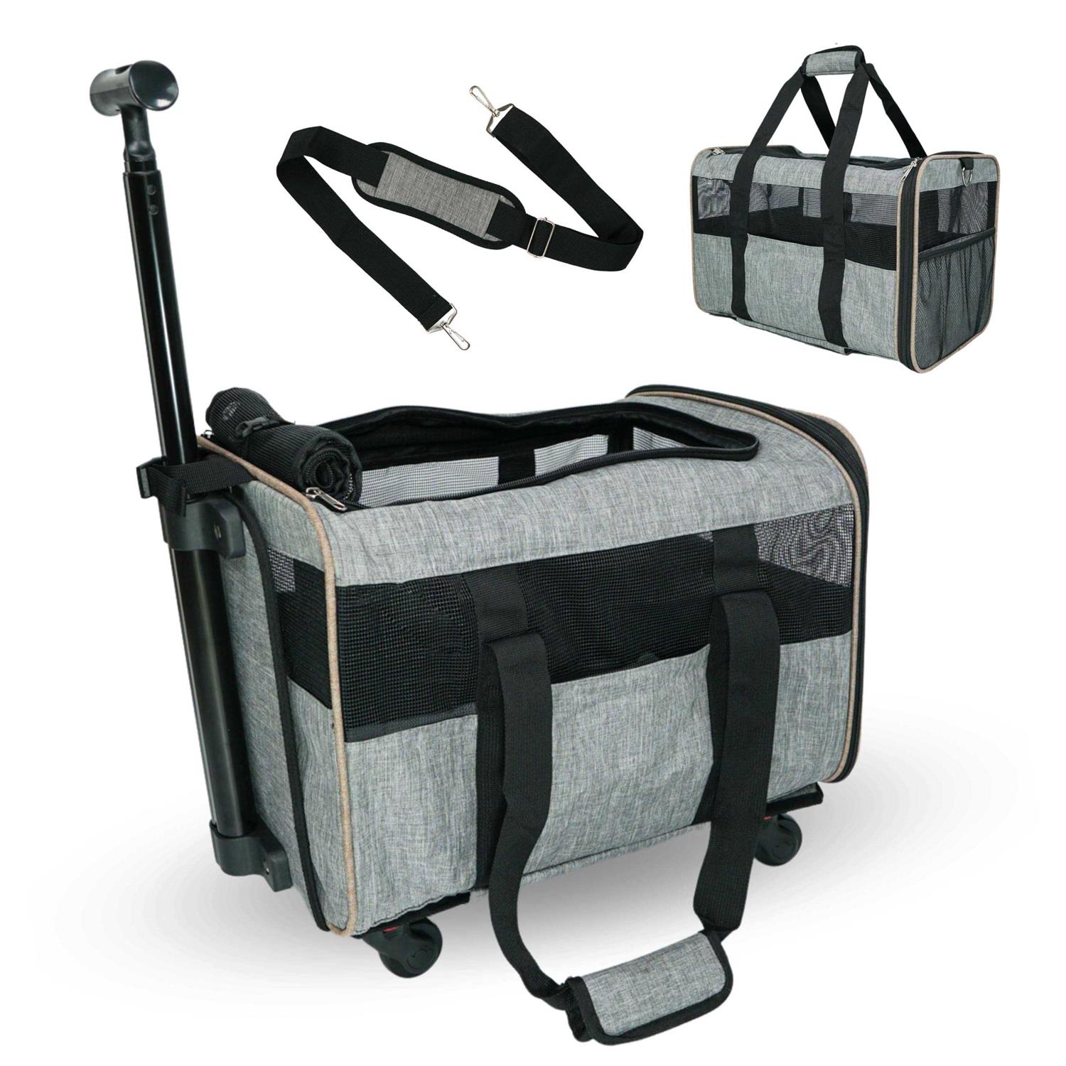 Pet Carrier with Wheels – Airline Approved – Rolling Pet Carrier – Soft Dog & Cat Travel Carrier - Healthber