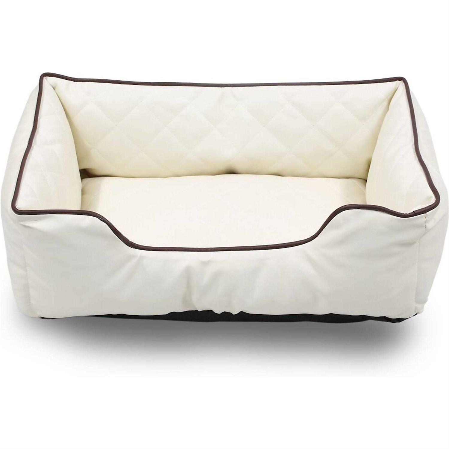 Happycare Textiles Luxury All Sides Faux Leather Rectangle Pet Bed - Healthber