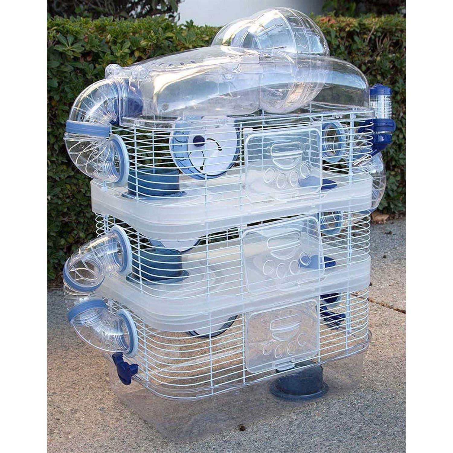 Mcage 4-tiers Acrylic Clear and Customizable Hamster Palace Mouse House Gerbil Habitat Home Cage With Top Lookout Level Exercise Running Ball - Healthber