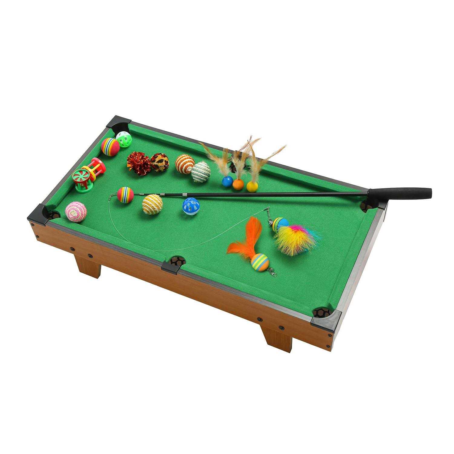 Hora de Lima Mini Pool Table for Cat Billiards Table Board Games for Cat with Interactive Cat Feather Teaser - Healthber
