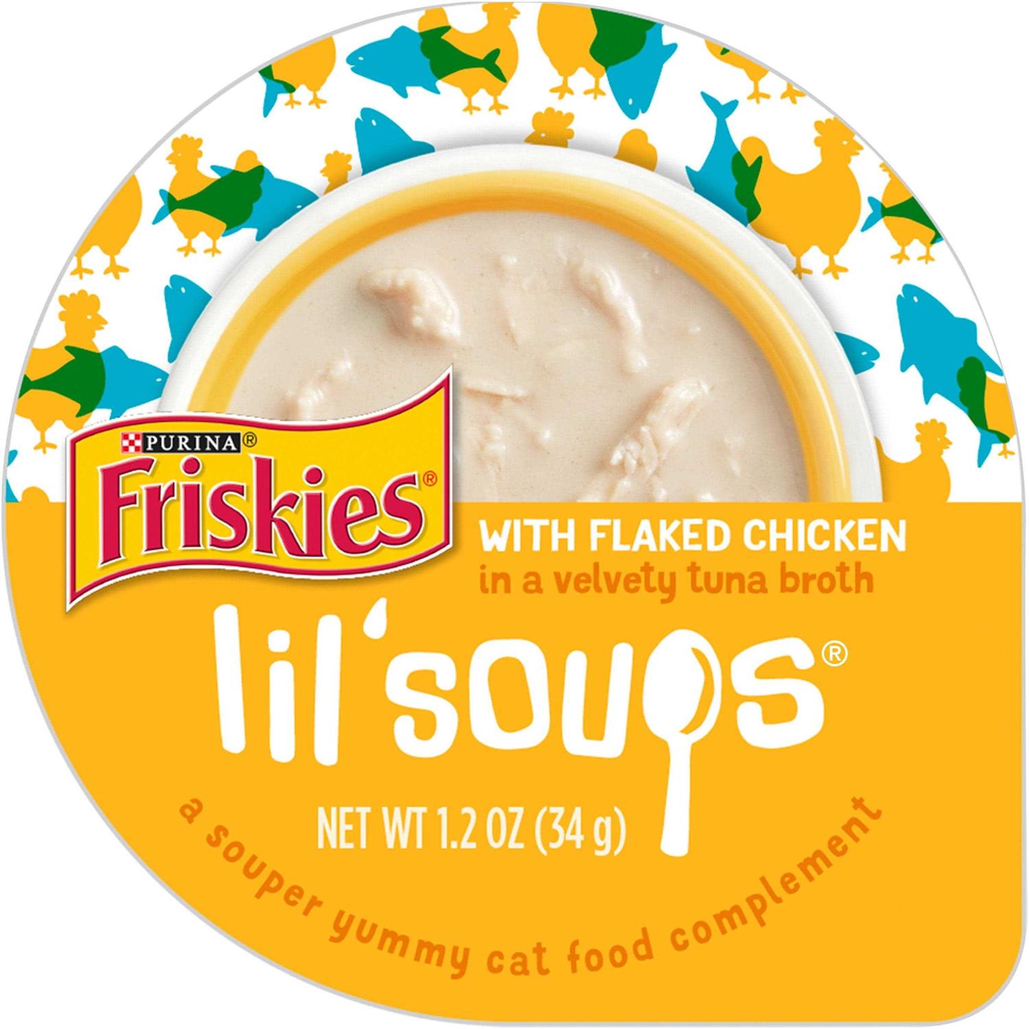 Purina Friskies Natural Grain Free Wet Cat Food Complement Lil’ Soups Flaked Chicken - Healthber