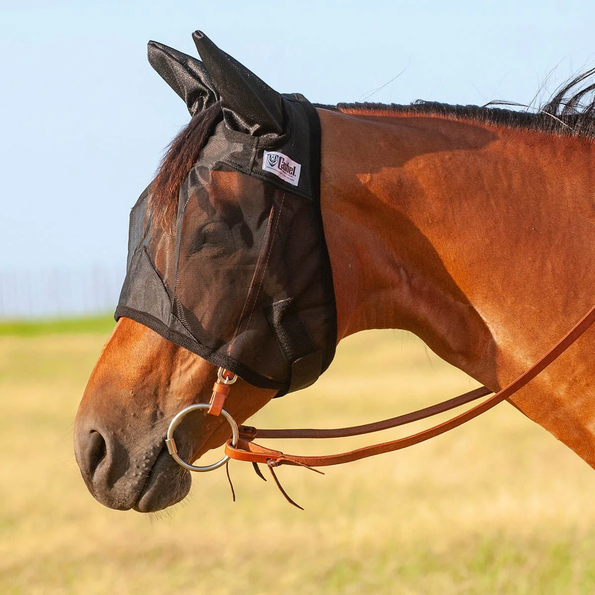 Cashel Quiet Ride Fly Mask with Ears, Black, Yearling - Healthber