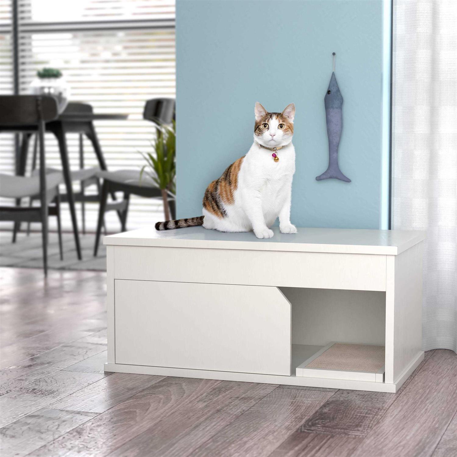 Way Basics Cat Litter Box Enclosure One Door - Healthber