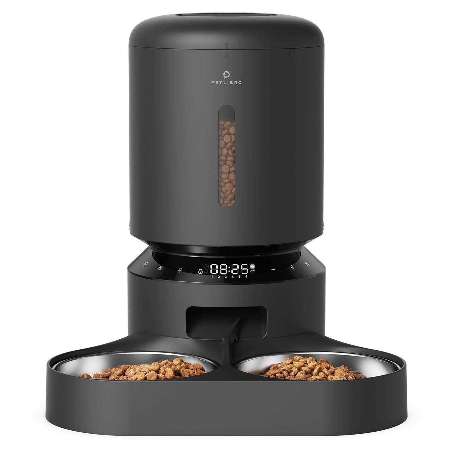 PETLIBRO Automatic Cat Food Dispenser for Two Cats 5L Auto Cat Feeder Dry Food Dispenser with Splitter & 2 Stainless Bowls, 10s Meal Call and Timer - Healthber