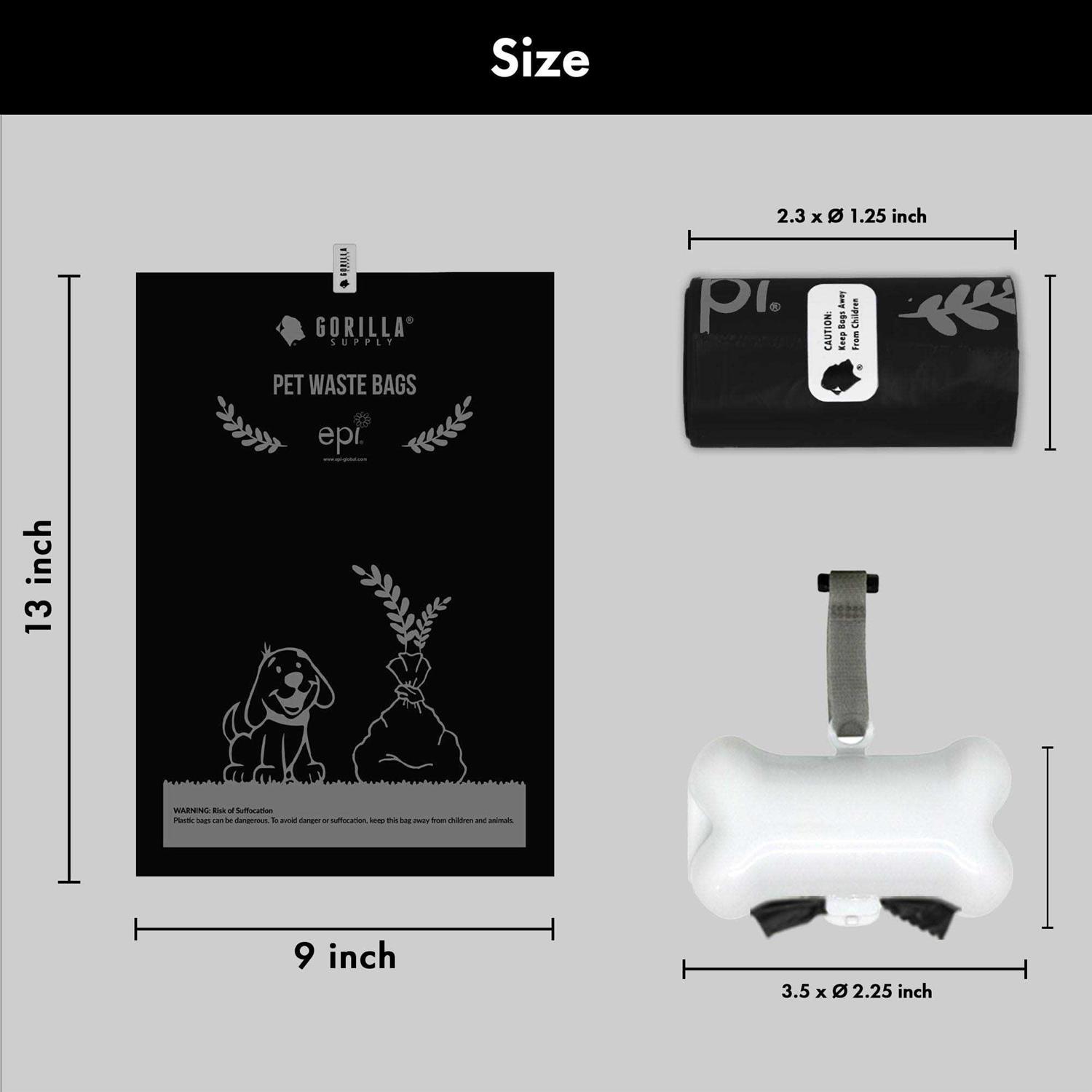 Gorilla Supply Dog Poop Waste Bags with Dispenser and Leash Tie - Healthber