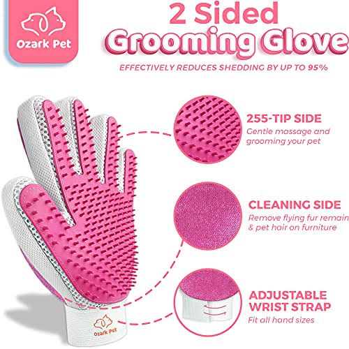 Ozark Pet Dog Brush and Cat Brush-with Deshedding Brush, Dog Dematting Tools and 2 Side Shedding Brush Glove - Healthber